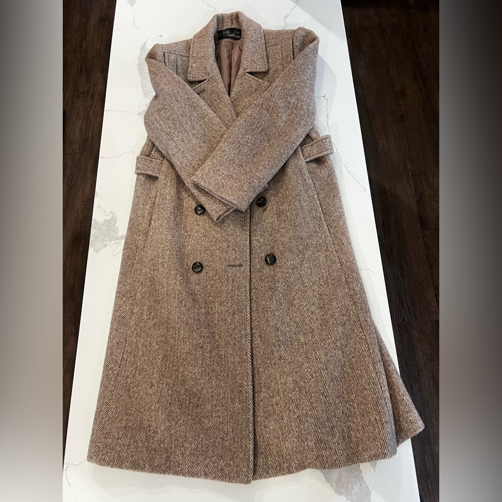 Women’s Vintage Wools Stylish Brown Double-Breasted Coat
